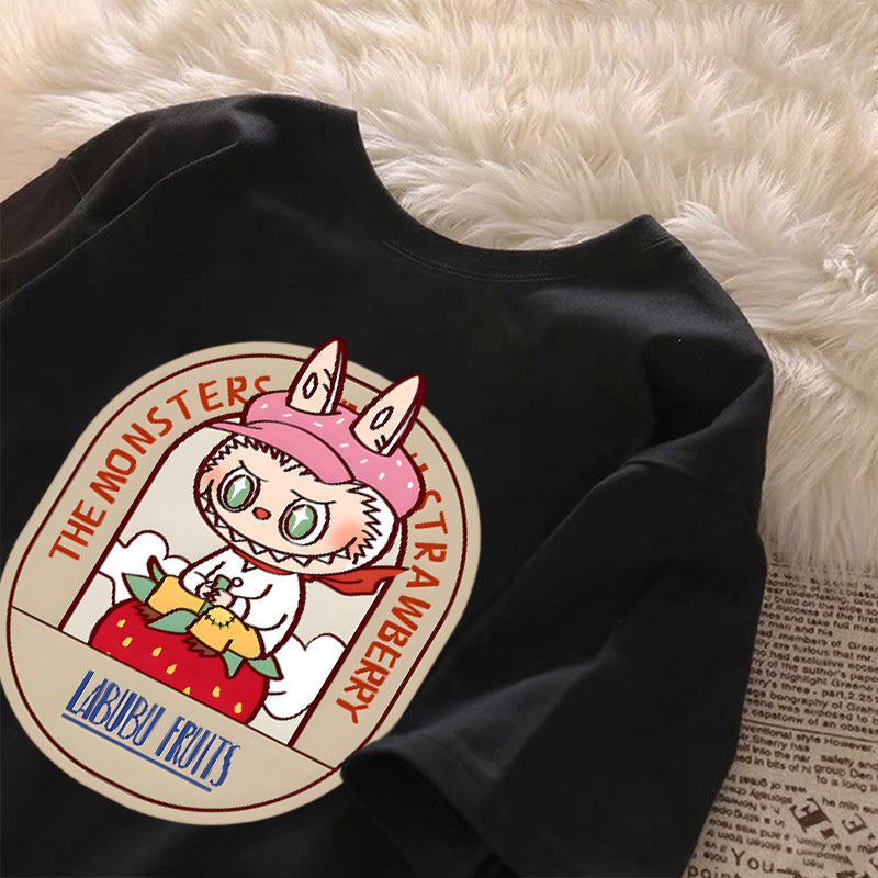 [Dosmino] Roupas Labubu, Moda Coreana Camisetas de Manga Curta Soltas com Estampa Fofa # 781